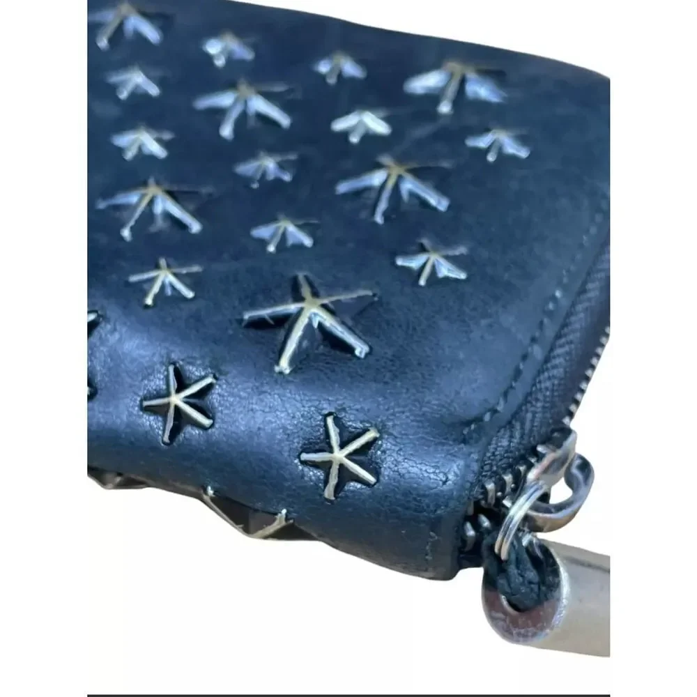 JIMMY CHOO FILLIPA START STUDDED LEATHER ZIP AROUND LARGE WALLET